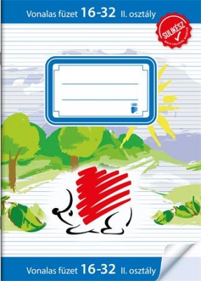 Füzet, tűzött, A5, vonalas, 32 lap, 2. osztály, ICO "Süni Sulikész", "16-32"