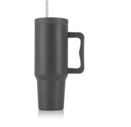 Termoszbögre, 1,2 l,  szívószállal, füllel, szürke